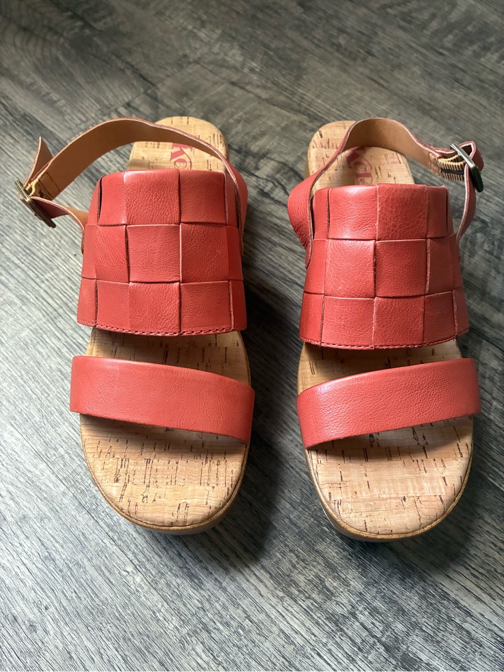 Korks Freya Red Leather Platform Sandals